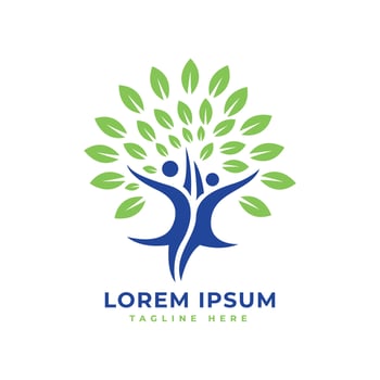 creative human people tree logo design modern wellness healthcare spiritual foundation organization company vector