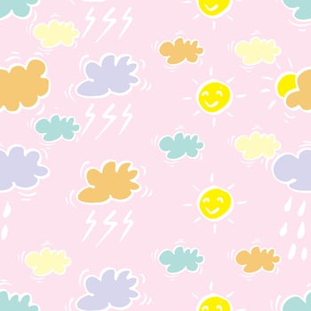Colorful clouds and sun pattern design vector