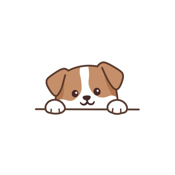 Cute Brown Dog Puppy Animal Cartoon Character Is Peeking with Happy Expression vector