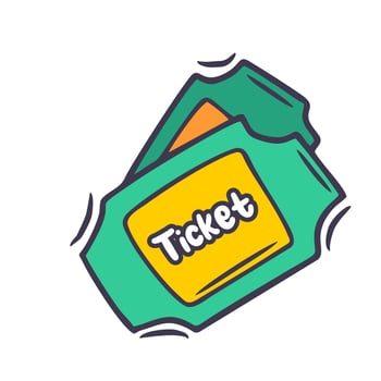 Cute Handdrawn Duo Ticket Illustration with Yellow Details and Green Border vector