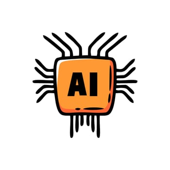 Handdrawn Outline Artificial Intelligence Circuit Board Processor Element Design vector