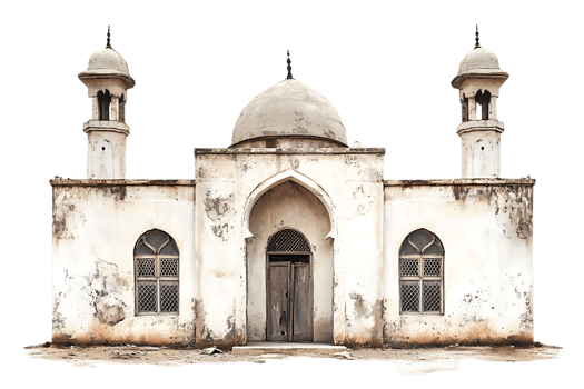 Old Mosque Exterior Facade on Transparent Background png