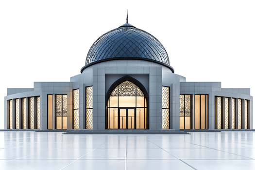 Modern Mosque Building Exterior on Transparent Background png