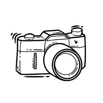 Doodle Handdrawn Detailed Digital Camera Equipment Line Art Illustration vector