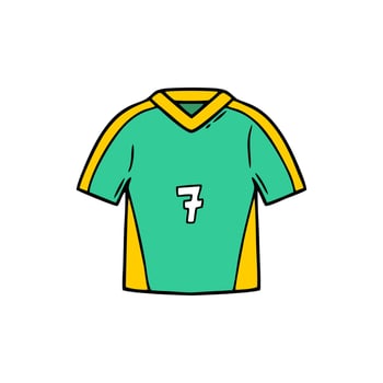 Simple Handdrawn Sport Jersey with Number Seven Cartoon Illustration vector