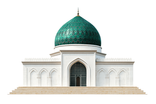 White Mosque with Teal Dome on Transparent Background png