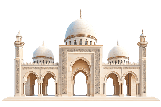 Grand Mosque Architectural Facade on Transparent Background png