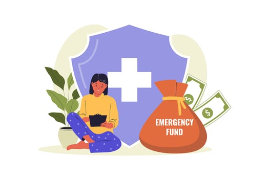 Woman managing her emergency fund vector