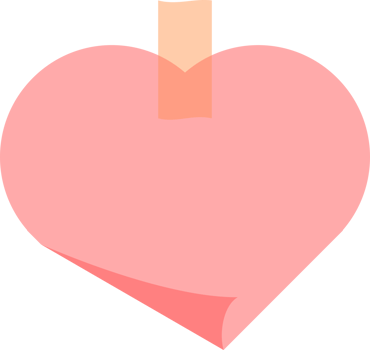 Pink paper heart with sticker tape png