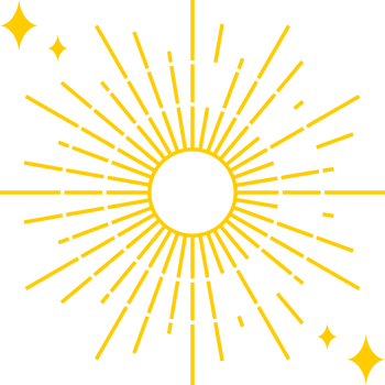 Yellow sun sunshine light ray with sparkle star boho png