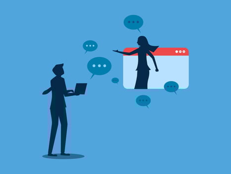 Businessman having online consultations, teleconferencing vector