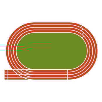 Racetrack athletics arena. Stadium running track field. Athlete run icon. vector