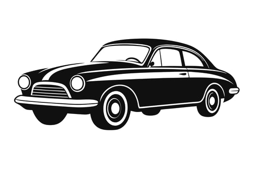 Classic vintage car retro automobile black and white illustration design graphic vector