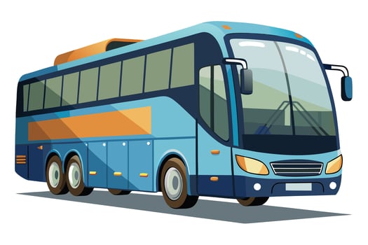 Blue tour bus transportation travel vehicle coach journey vector