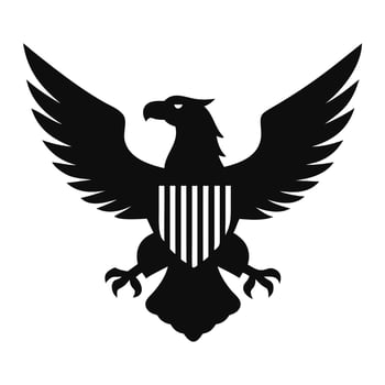 The eagle is black and white on a white background vector