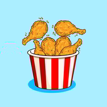 Crunchy Fried Chicken Bucket Vectors Illustration Isolated Design