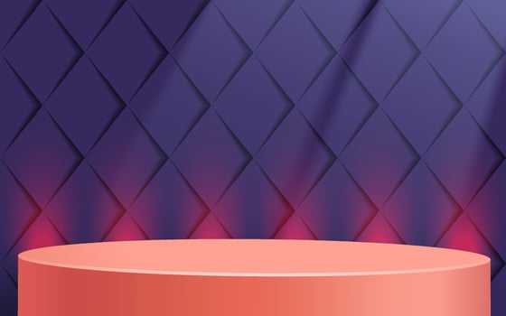 Purple background with a round platform vector