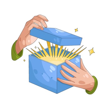 Hands Opening a Gift Box Illustration vector