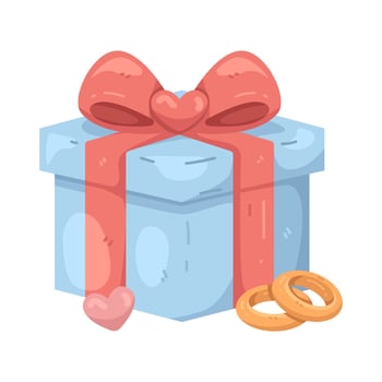Wedding Gift with Rings Illustration vector