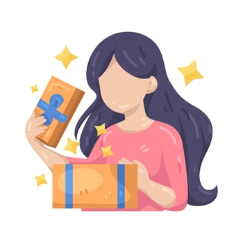 Illustration of Woman Opening Gift Box vector