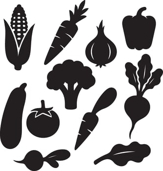 Fresh vegetables silhouette illustration vector