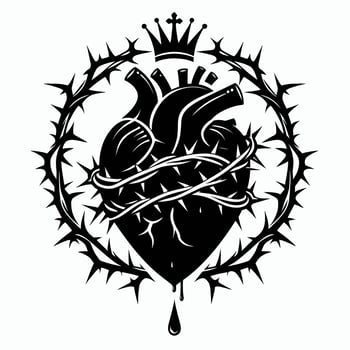 Sacred Heart Crowned with Thorns and a Crown vector