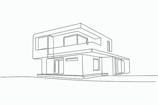 Architectural sketch of a modern two story house isolated on white background vector