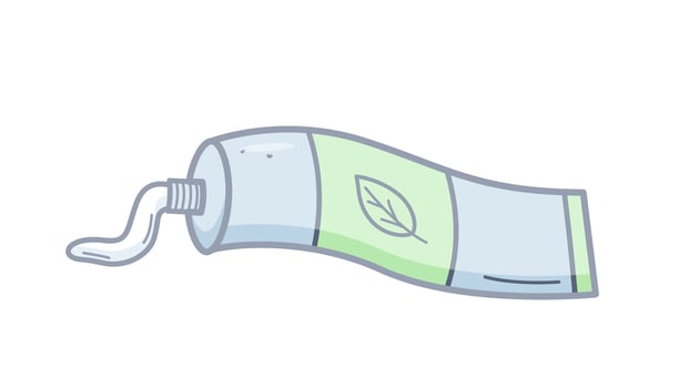 Doodle icons for oral and dental care. illustration toothpaste for brushing teeth flows out of the tube. Isolated on a white background. vector