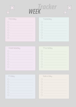 This Week Tracker Schedule List Printable Multicolored Design vector