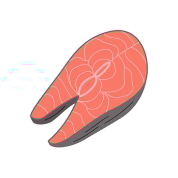 Fish steak doodle icon. illustration of grilled red fish isolated on white. vector