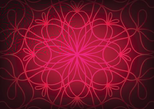 Red mandala dark light line art background vector