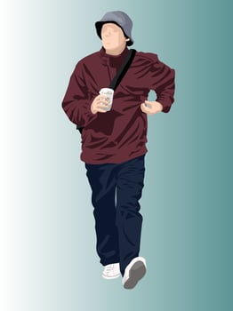 Casual Style Young Man in Bucket Hat vector