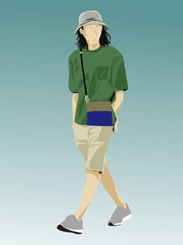 Young Man Wearing Bucket Hat Art vector