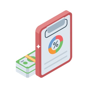 A neat isometric icon of budget planning board vector