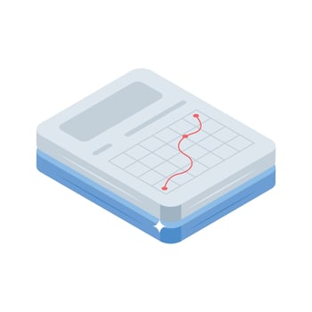 A stylish isometric icon of statistics report vector