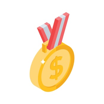 Gold medal with dollar sign vector