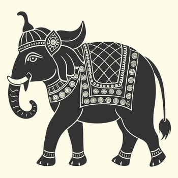 Ornate indian elephant illustration isolated on white background vector
