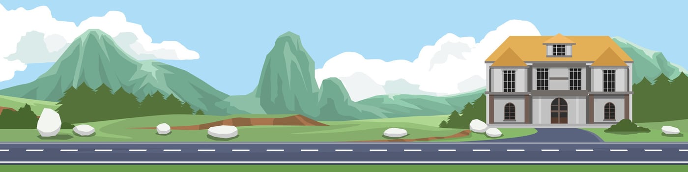 House in a mountainous landscape vector