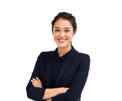 Professional woman smiling confidently in business attire png