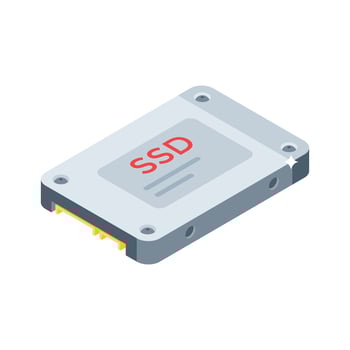A trendy isometric icon of solid state drive vector