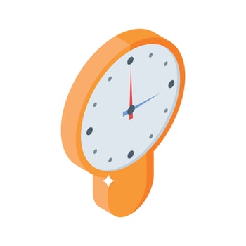 A isometric icon showing ticking wall clock decor vector