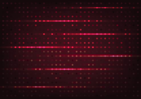 Red dot pattern tech light line background vector