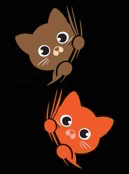 Cute Brown Cats Playing on Black Background vector