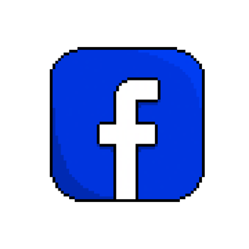 Facebook logo in retro 8-bit pixel art, transparent background png