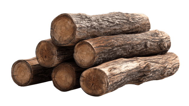 Stack of logs arranged neatly on a transparent background png
