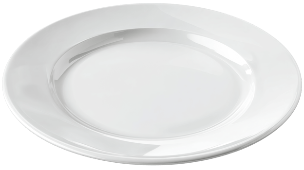 White ceramic plate with a smooth surface and minimal design png