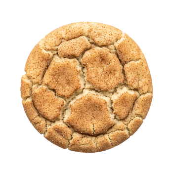 Round snickerdoodle cookie with cinnamon sugar topping isolated on a transparent background png