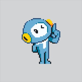 Pixel art character with blue skin vector