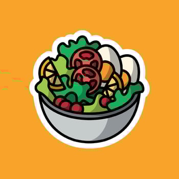 sticker of salad in bowl vector