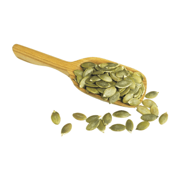 Pumpkin seeds on a wooden scoop isolated on transparent background png